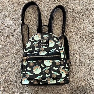 Disney Loungefly Star Wars Grogu Black Mini Backpack